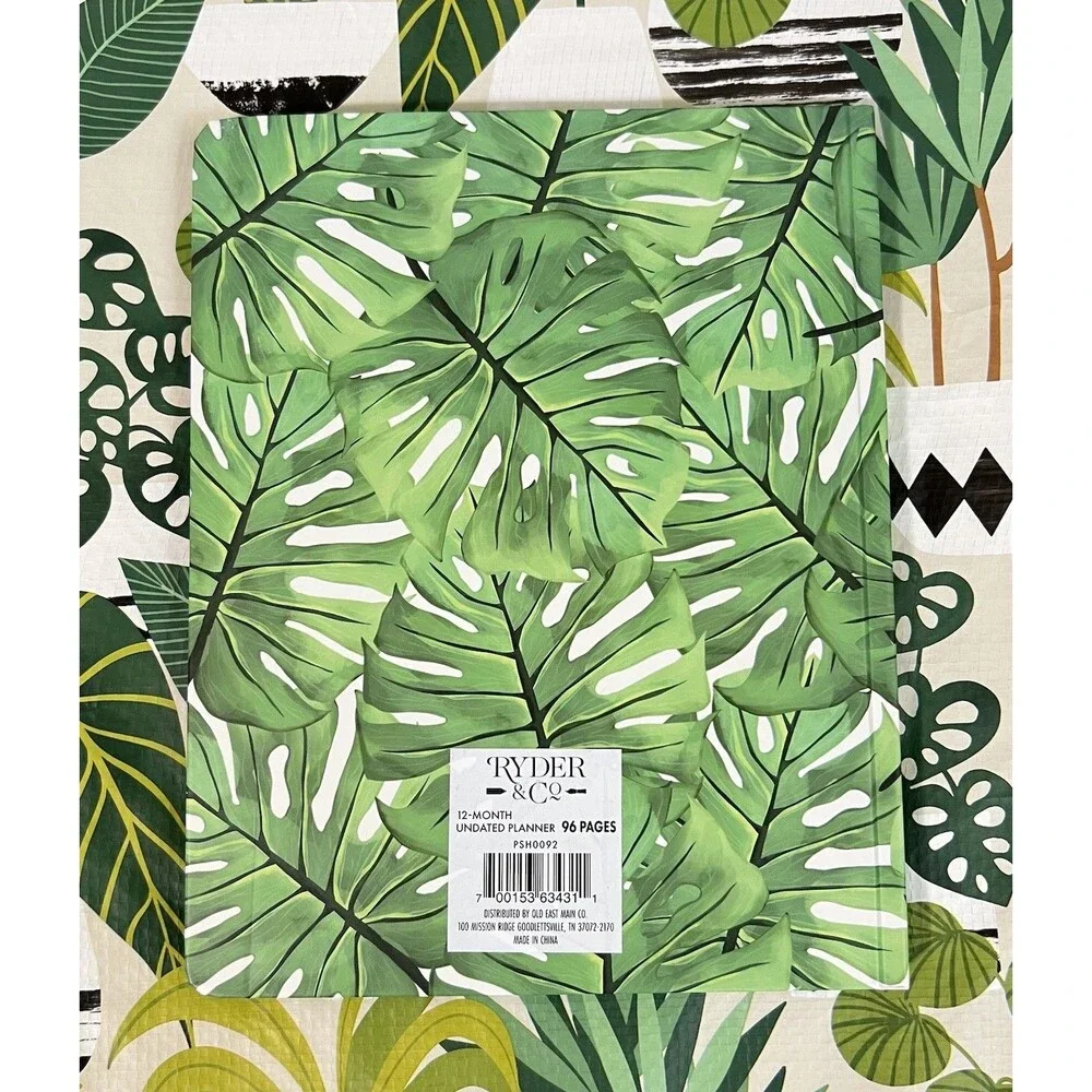 Monstera Leaf 12 Month Undated Weekly and Monthly Planner Green Hardcover